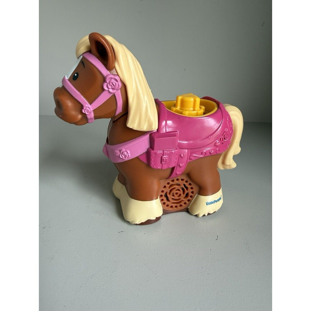 Little People Disney Princess Brown Horse Figure Toy Pink Saddle W/ Sounds